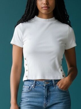 We the Free Mock Neck Short Sleeved Shirt